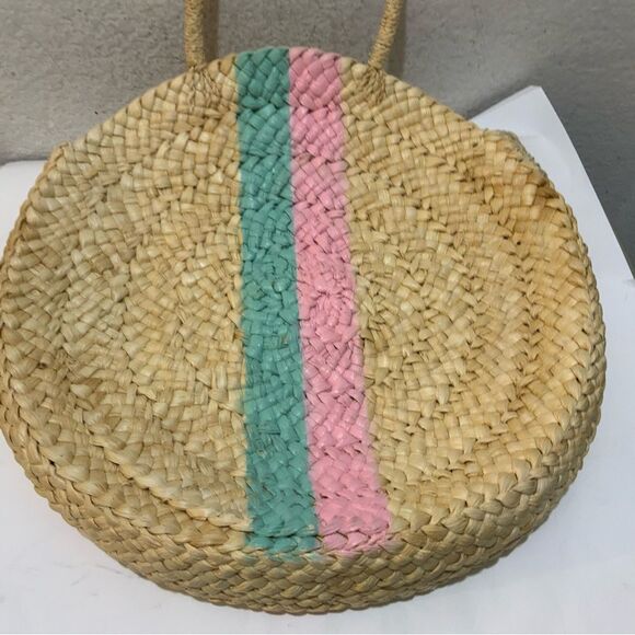 Vineyard vines Round straw shoulder bag, womens beach  Woven Bag - Picture 11 of 11